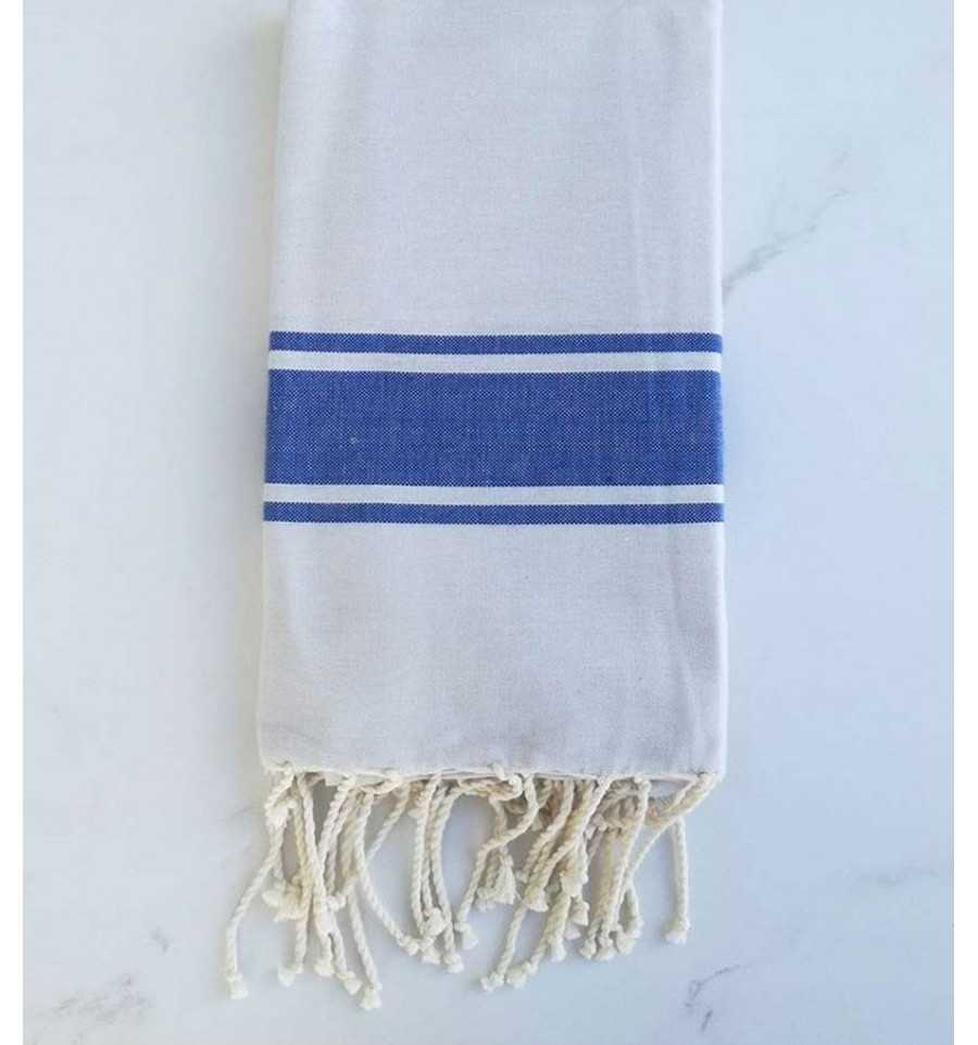Flat light gray striped blue Fouta 