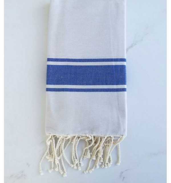 Flat light gray striped blue Fouta 