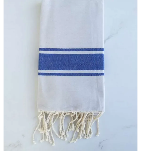 Flat light gray striped blue Fouta 