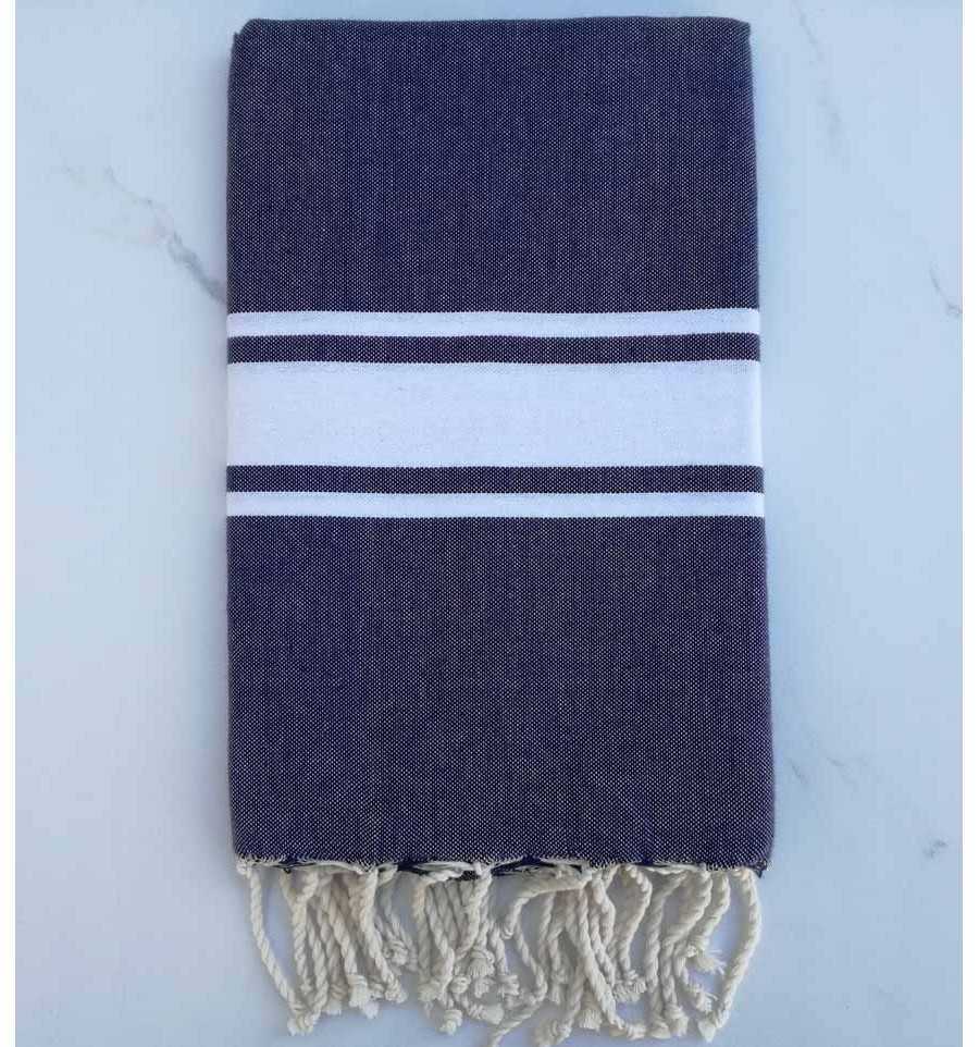 Fouta plate jean bleu moyen 