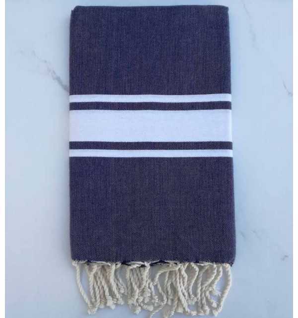 Fouta plate jean bleu moyen 