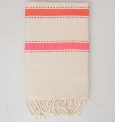 Towel arabesque white cream, orange coral and pink