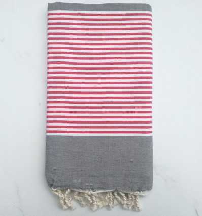 Beach Towel red and white striped gray