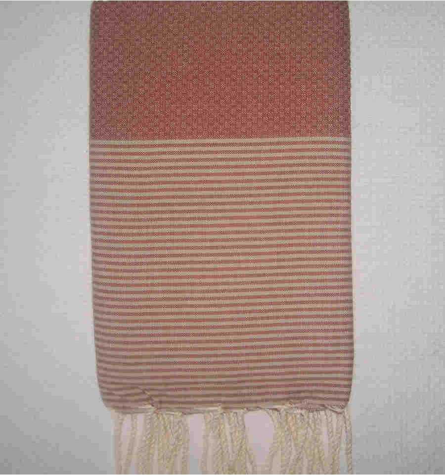 Honeycomb rust striped beige fouta