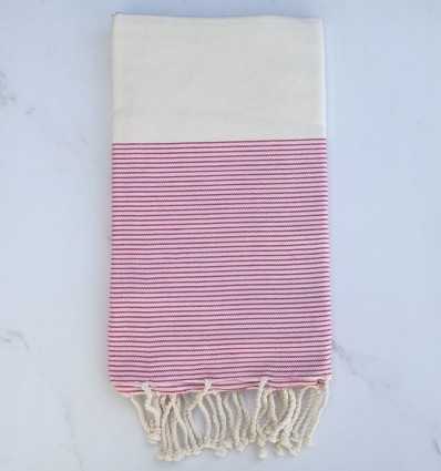 Fouta Flat white cream and pink baby with stripes