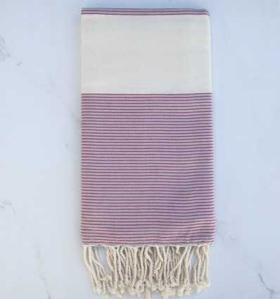 Fouta flat white cream and periwinkle with stripes