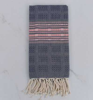Thalasso blue with pink patterns fouta