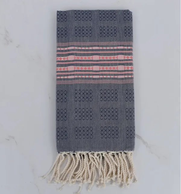 Thalasso blue with pink patterns fouta 