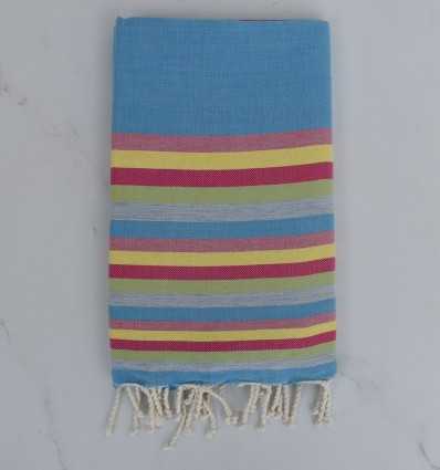 Beach Towel Flat blue, pink, yellow and green
