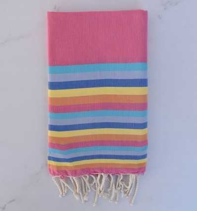 Beach Towel flat 6 colors pink, azure, blue gray, blue, yellow and orange
