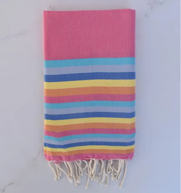 Beach Towel flat 6 colors pink, azure, blue gray, blue, yellow and orange 