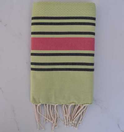 Beach Towel Honeycomb pistachio green striped pink and black