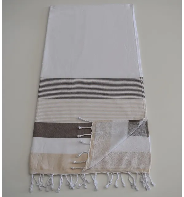 white, brown and beige sponge Fouta 