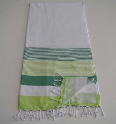Beach Towel white, green and green anis sponge