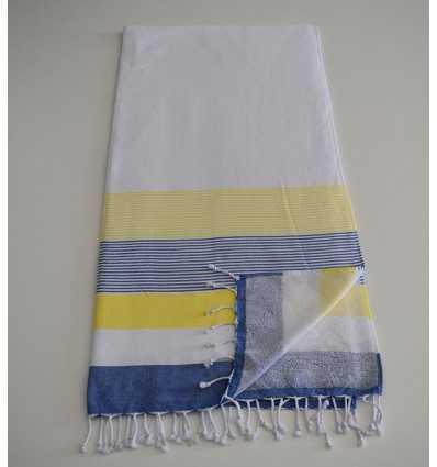 Beach Towel white, yellow and blue sponge