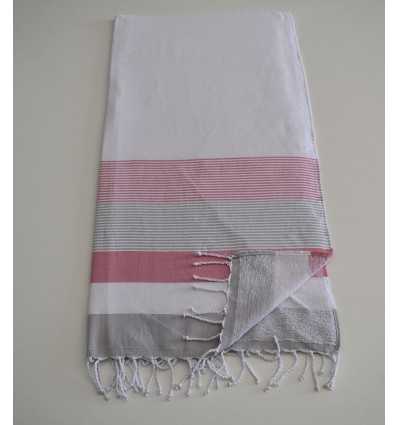Beach Towel white, pink and gray sponge