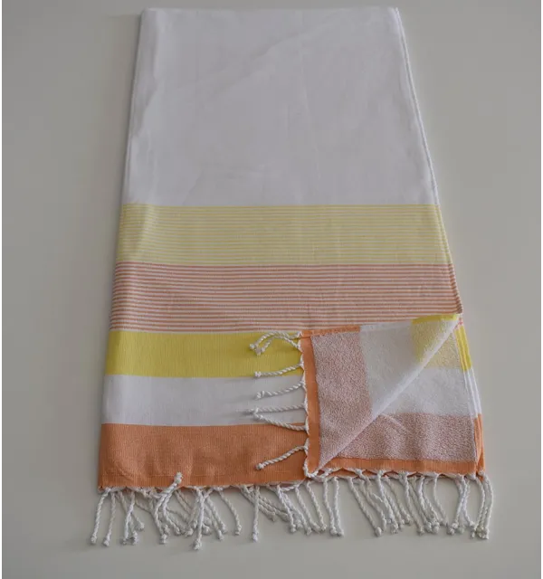 Beach Towel white, yellow and orange sponge 