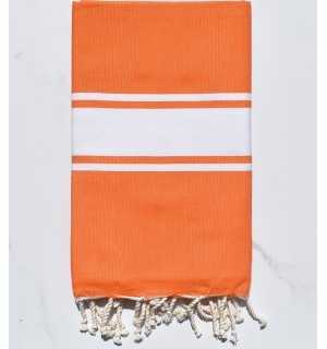 Plain Beach Towel bright orange Fouta Tunisia - 1 2
