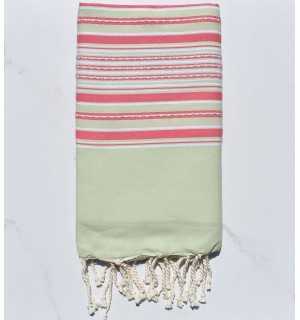 Fouta pistachio green arabesque with stripes 