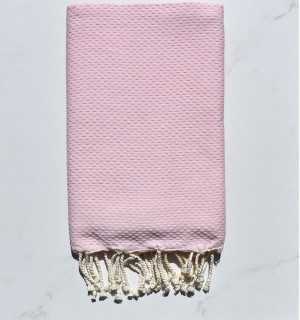 Fouta nid d'abeille unie rose dragée clair 