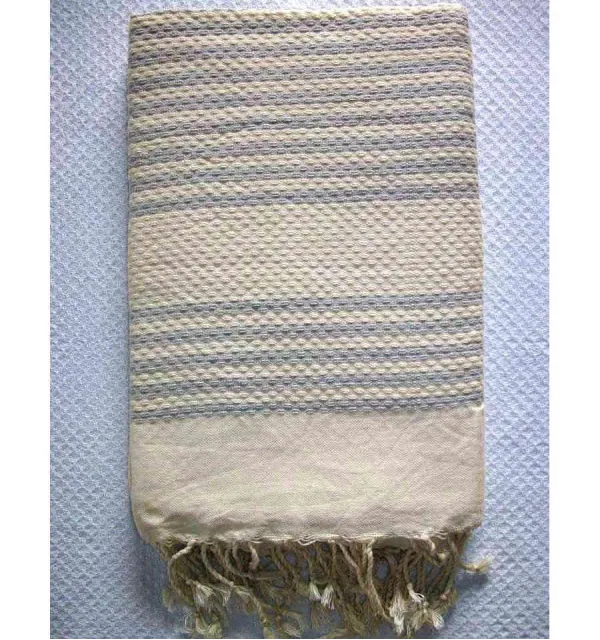 Fouta nido d'ape a graffi grigio chiaro 