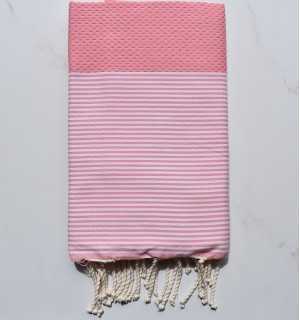 Beach Towel white striped pastel pink 
