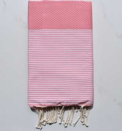 Beach Towel white striped pastel pink