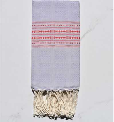 Beach Towel thalasso light lavender with red patterns