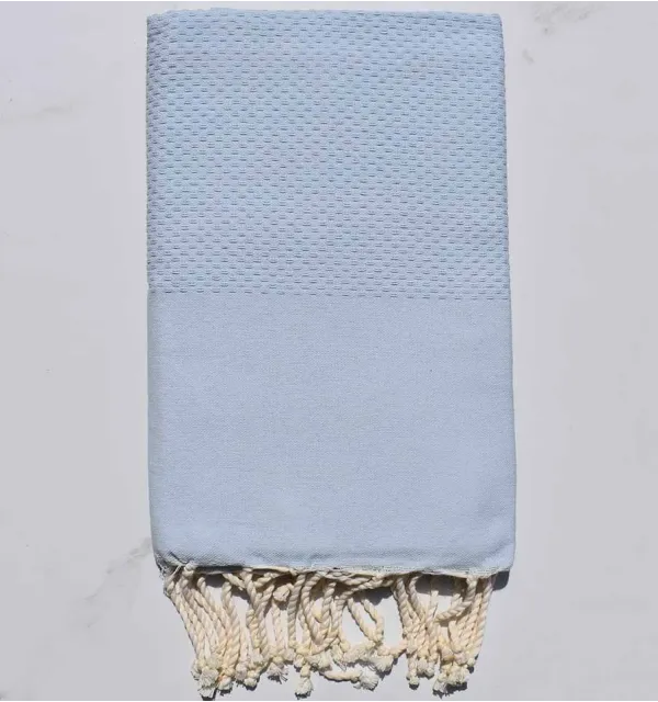 Plain honeycomb light blue fouta 