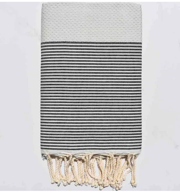 Honeycomb pearl grey striped anthracite grey fouta 