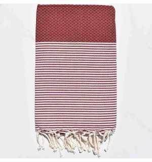 HONEYCOMB dark red striped white fouta 