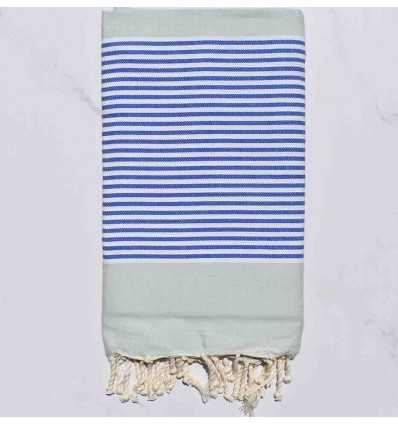 Beach Towel pale green striped blue and white