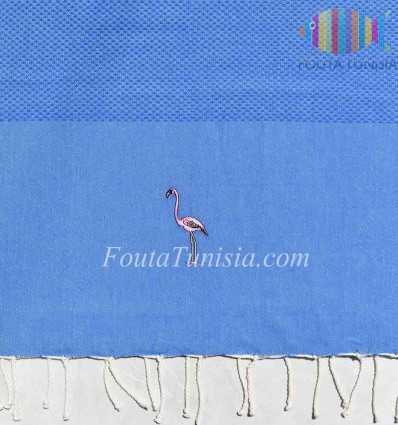 flamingo embroidery beach towel