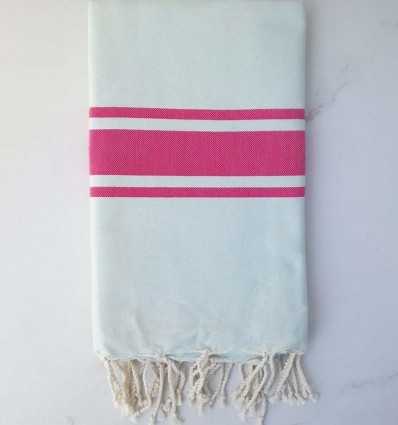 Flat light blue striped pink beach towel