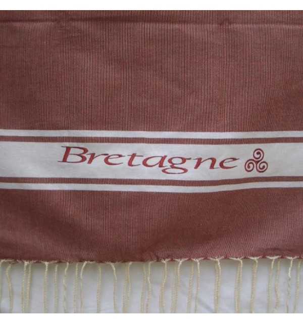 Brick red Bretagne embroidered beach towel 