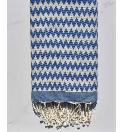 Electric blue zigzag beach towel