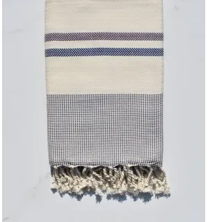 Cream white, blue and purple chevron beach towel 