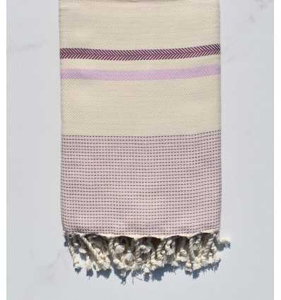 Cream white, light pink and purple bishop's chevron beach towel