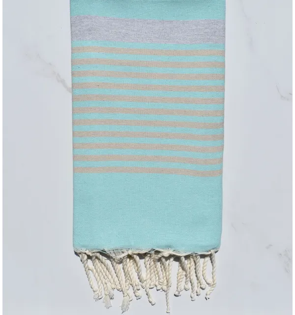 Arthur turquoise, gray and beige Fouta 