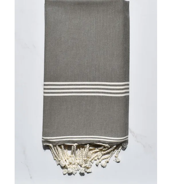 Flat Military Green and Creamy White Beach Towel 
