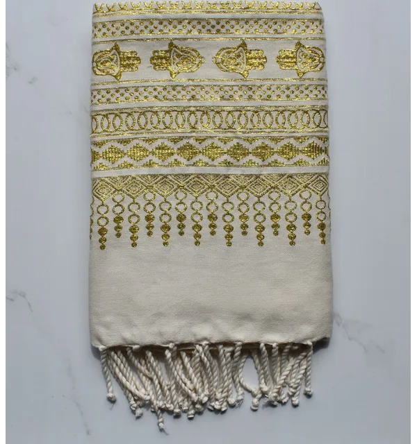 Golden yellow Khomsa beach towel 