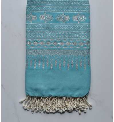 Sky blue khomsa beach towel