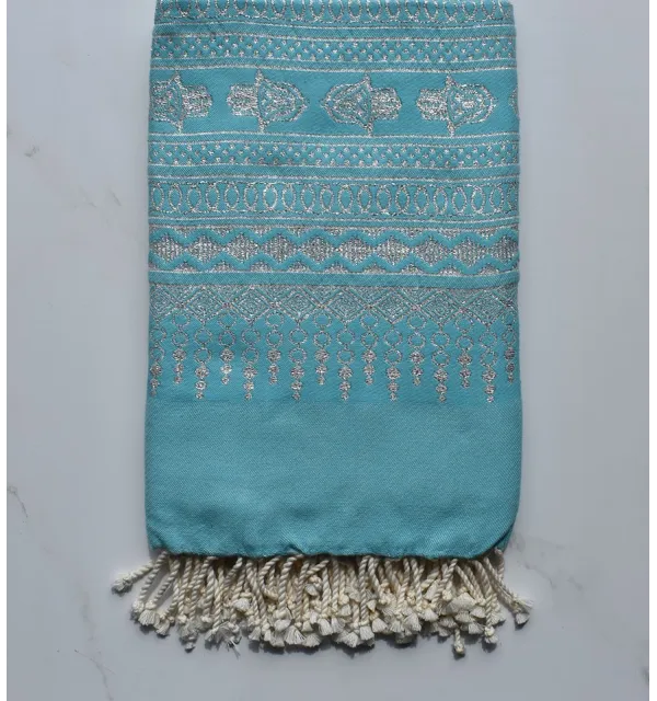 Sky blue khomsa beach towel 