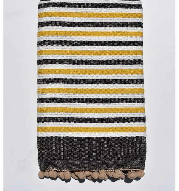 Fouta 3 colors with pompoms 