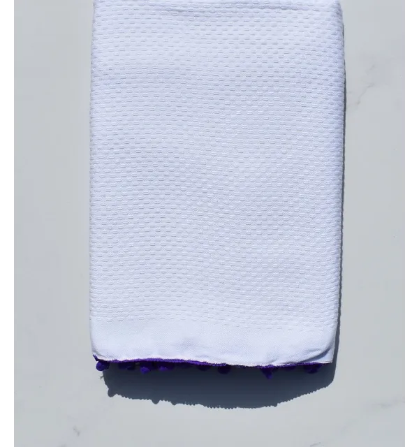 Fouta blanche avec pompons 