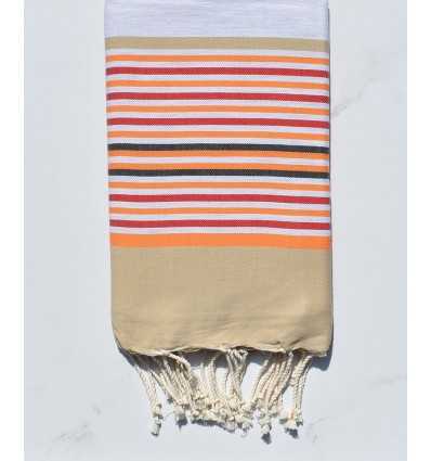  light gray, beige, orange, red and anthracite beach towel