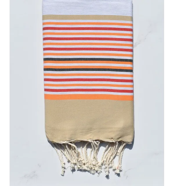 light gray, beige, orange, red and anthracite beach towel 