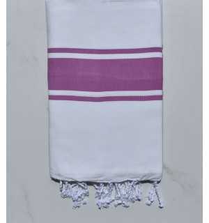 Beach towel white with wild orchid stripes 
