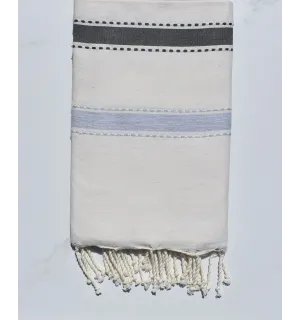 Beach towel arabesque white cream, dark gray and gray blue 