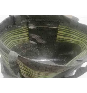 Beach bag military green with neon green patterns  2